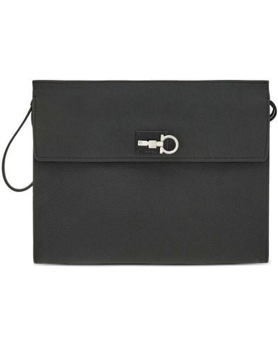 Ferragamo Studio Leather Clutch Bag - Black