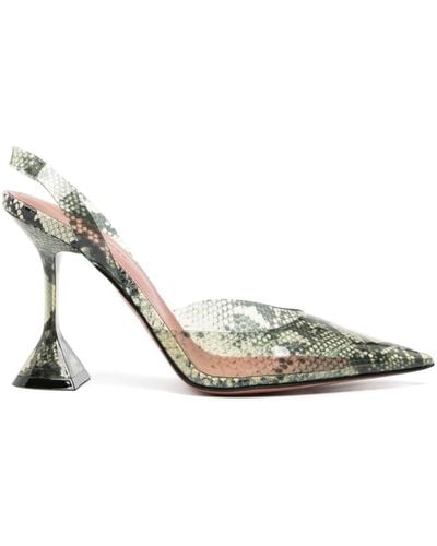 AMINA MUADDI Holli Glass 95mm Snakeskin-effect Court Shoes - Metallic