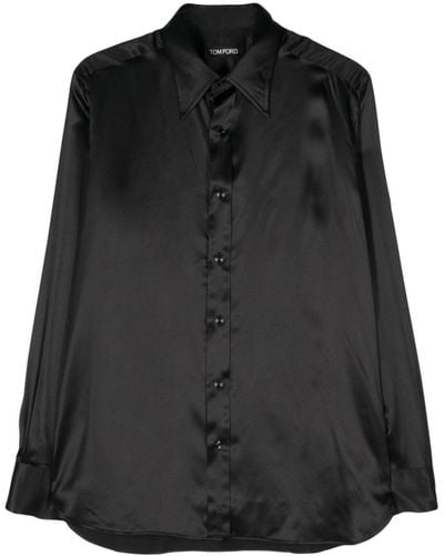Tom Ford Long-sleeve Silk Shirt - Black