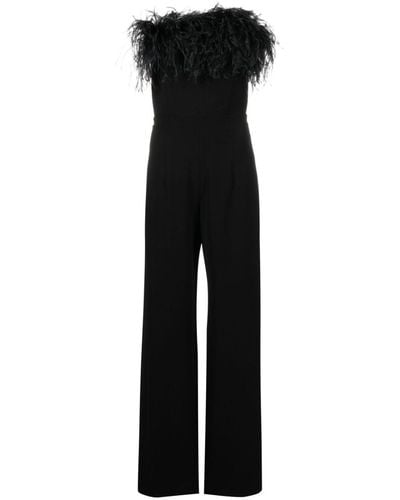 16Arlington Taree Feather-trim Jumpsuit - Women's - Polyester/ostrich Feather - Black
