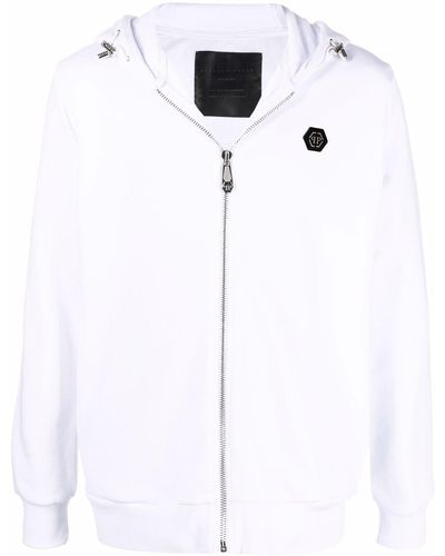 Philipp Plein Logo-patch Zip-through Sweatshirt - White