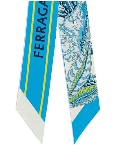 Ferragamo ロゴ シルクスカーフ - ブルー