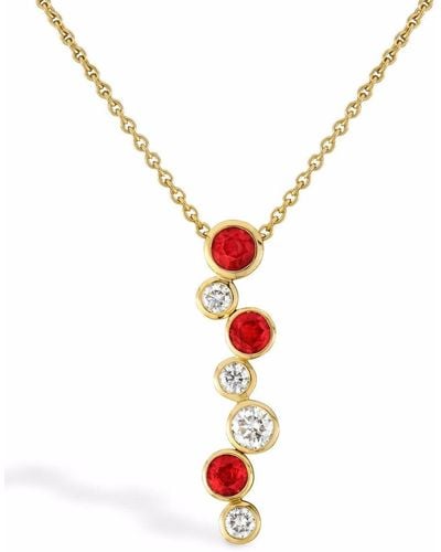 Pragnell 18kt Rose Gold Bubbles Ruby And Diamond Drop Pendant Necklace - Pink
