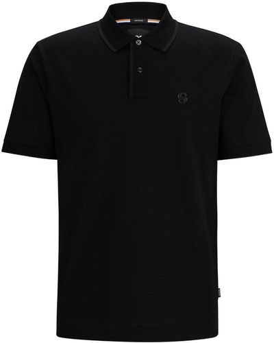 BOSS Logo-embroidered Cotton Polo Shirt - Black