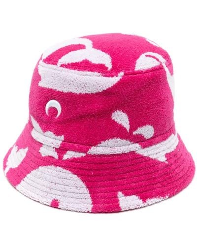Marine Serre Whale-print jacquard bucket hat - Rosa