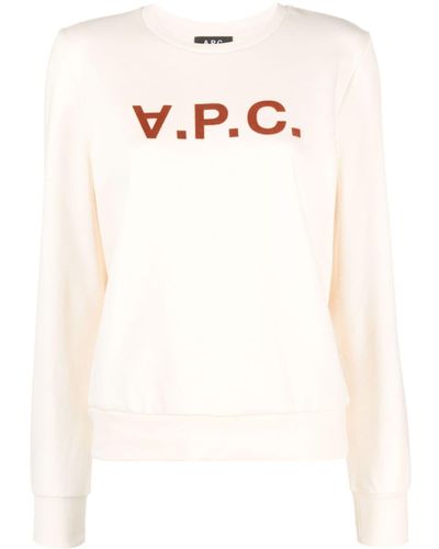A.P.C. Logo-print Cotton Sweatshirt - Natural