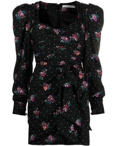 Alessandra Rich Mini-jurk Met Bloemenprint - Zwart