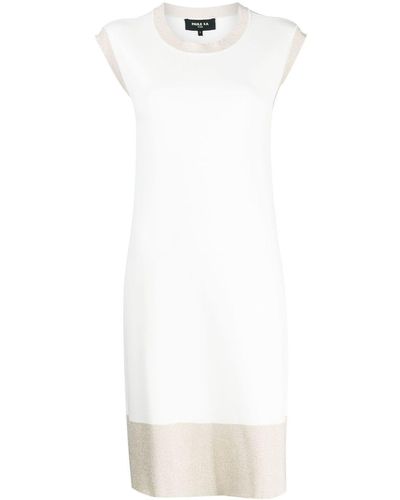 Paule Ka Metallic-trim Stretch-dress - White