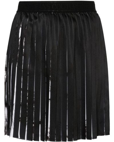 Versace Baroccoflage-print Pleated Mini Skirt - Black