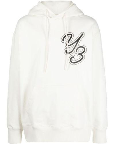Y-3 Logo-print Organic Cotton Hoodie - White