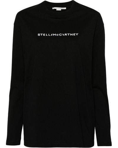 Stella McCartney Langarmshirt mit Logo-Print - Schwarz
