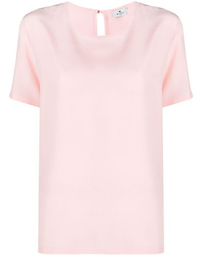 Etro Round-neck Silk T-shirt - Pink