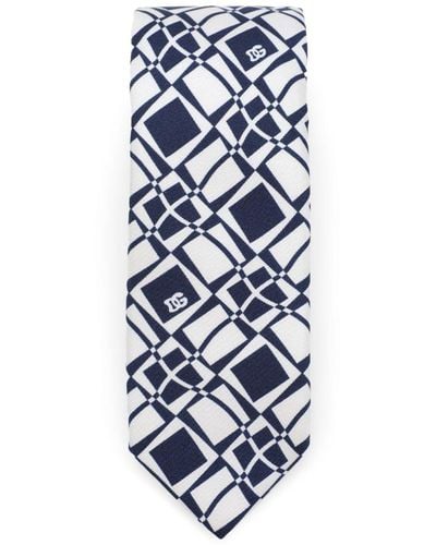 Dolce & Gabbana Seidentwill-Krawatte mit Print - Blau
