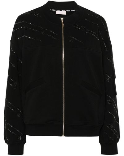 Liu Jo Crystal-embellished Zipped Sweatshirt - Black