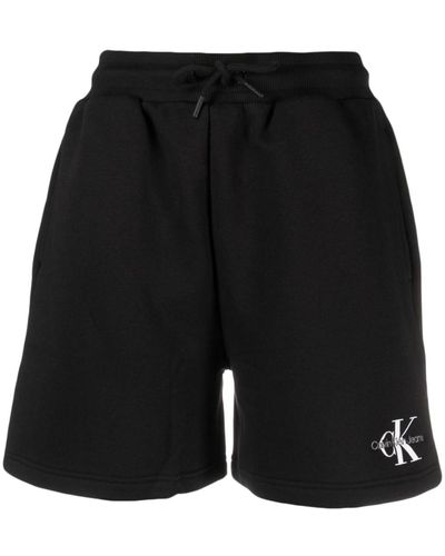 Calvin Klein Logo-print Drawstring-waist Shorts - Black