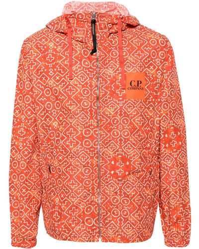 C.P. Company Inca-print Hooded Jacket - Orange