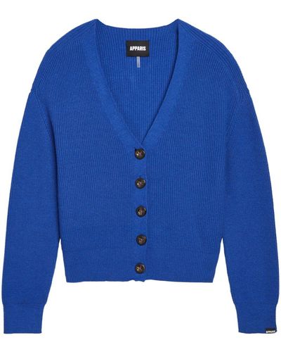 Apparis Cardigan en maille Andi à design nervuré - Bleu