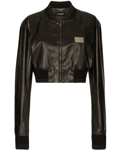 Dolce & Gabbana Short nappa leather bomber jacket with Dolce&Gabbana tag - Nero