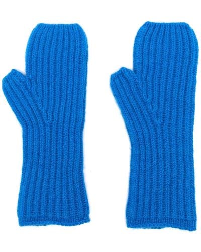 Pringle of Scotland Fisherman's Ribbed Cashmere Gloves - Blue
