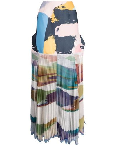 Maticevski Flagrant Abstract-print Draped Skirt - Blue