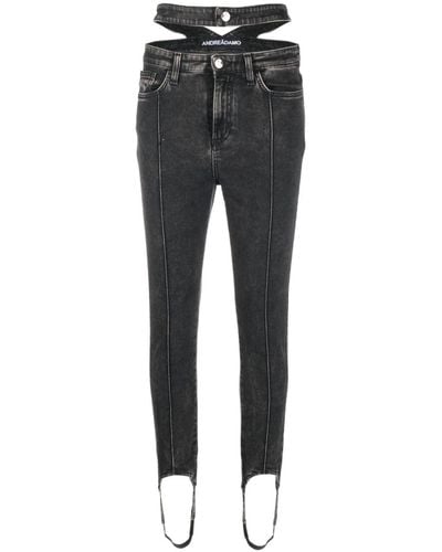 ANDREADAMO Skinny-Jeans mit Steg - Grau