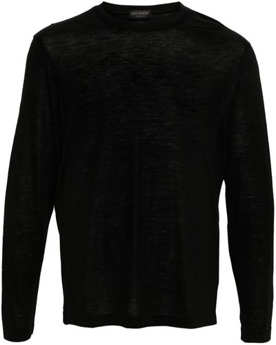 Dell'Oglio Long-sleeve Merino-wool T-shirt - Black
