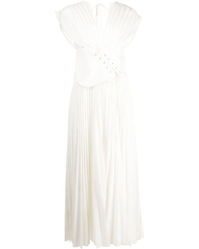 Acler Arlie Corset-detail Pleated Dress - White