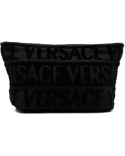 Versace Flocked-logo Wash Bag - Black