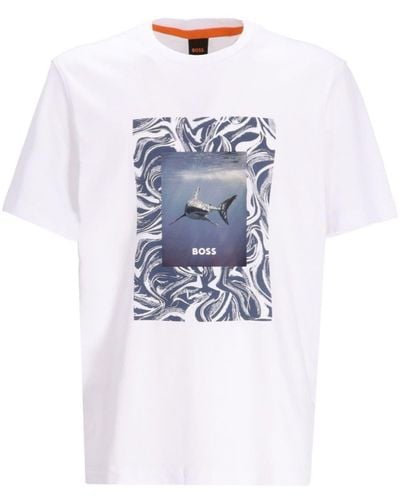 BOSS Graphic-print T-shirt - Blue
