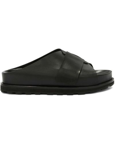 Jil Sander Slip-on Leather Slides - Black