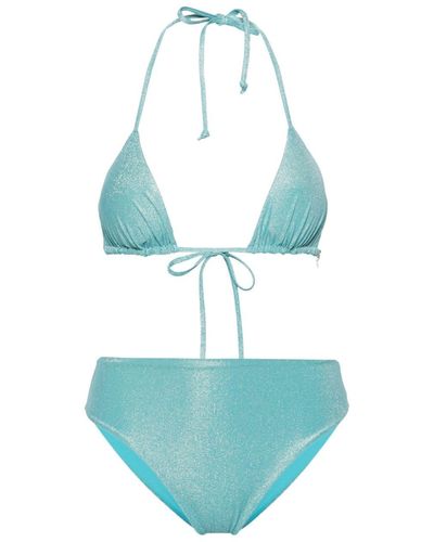 Fisico Lurex Triangel Bikini - Blauw