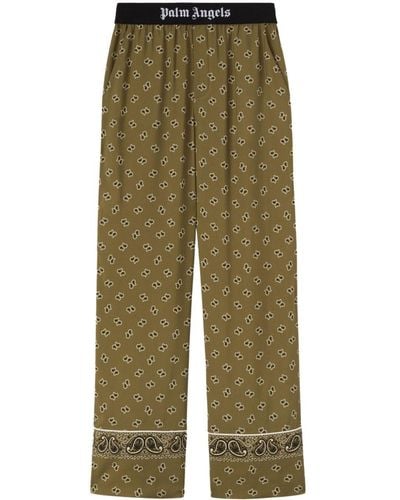 Palm Angels Straight Paisley Print Trousers - Green