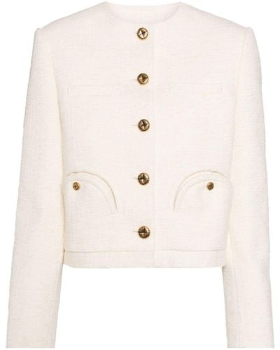Blazé Milano Collarless Tweed Jacket - Natural