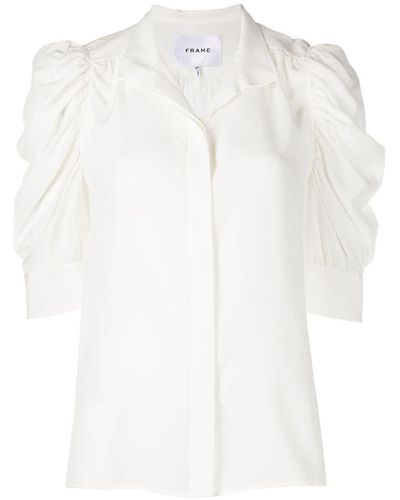 FRAME Gillian Ruched Shirt - White