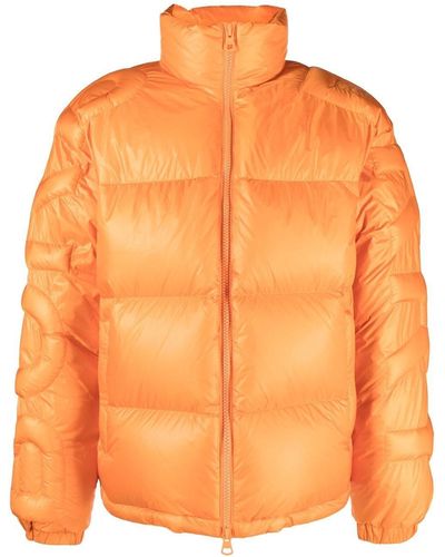 Burberry Quilted-logo Padded Down Jacket - Orange