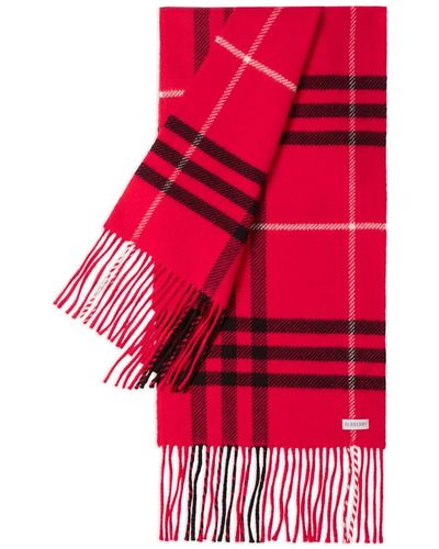 Burberry Check-print Wool-cashmere Scarf - Red