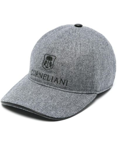 Corneliani Logo-embroidered Virgin Wool Cap - Grey