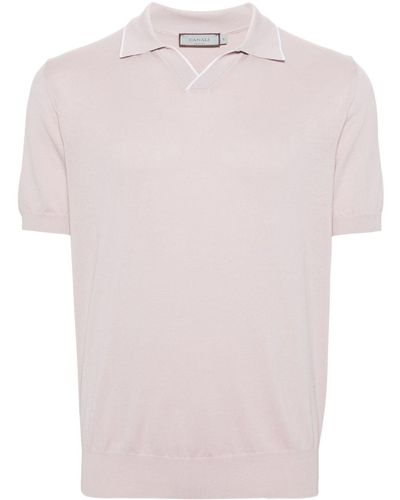 Canali Fine-knit Polo Shirt - Pink
