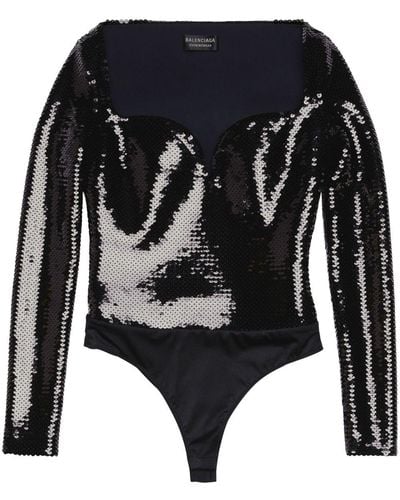 Balenciaga Sequin-design Bustier Bodysuit - Black
