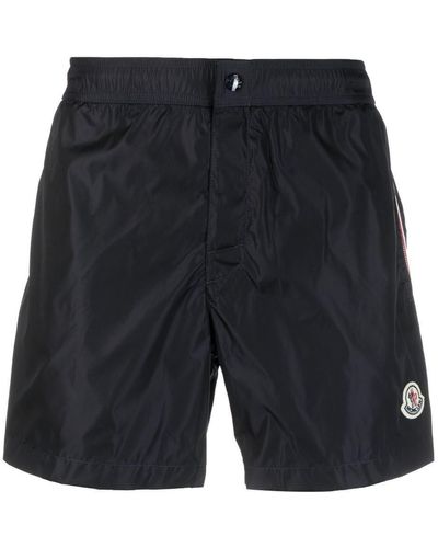 Moncler Badeshorts mit Logo-Patch - Schwarz