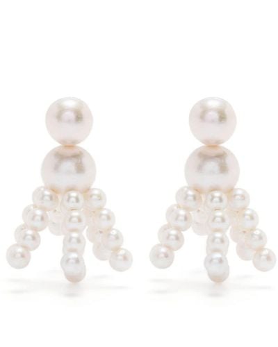 Monies Pendientes con colgante de perla - Blanco
