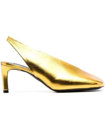 Jil Sander 70mm Square-toe Leather Court Shoes - Metallic