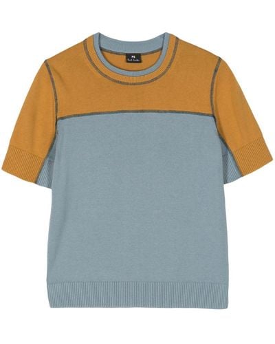 PS by Paul Smith Contrast-stitching Colour-block Knitted Top - Blue