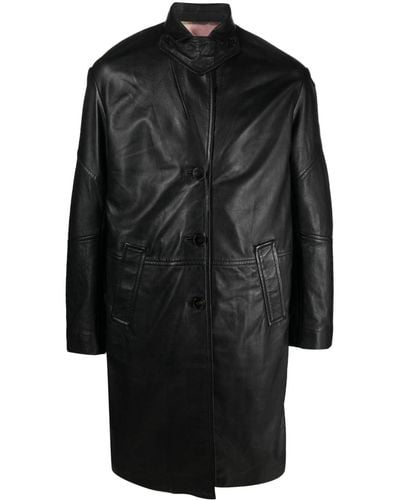Zadig & Voltaire Macari Buttoned Leather Coat - Black