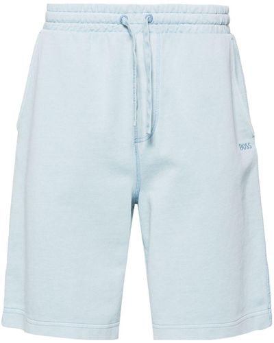 BOSS Pantalones cortos de chándal con logo bordado - Azul