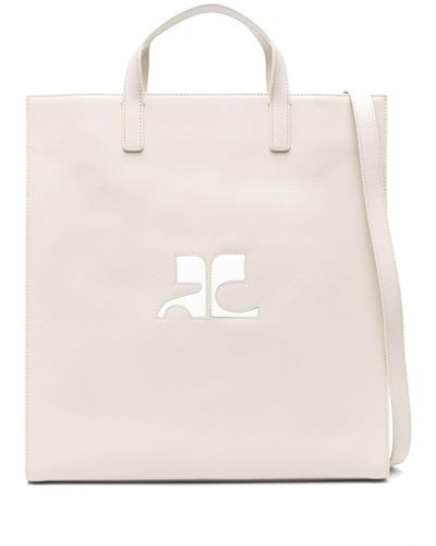 Courreges Heritage Leather Tote Bag - Natural