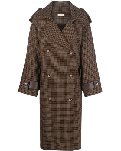The Mannei Double-breasted Button-fastening Coat - Brown