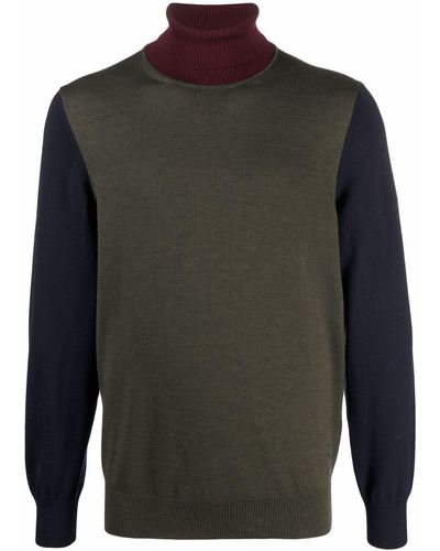 Billionaire Colour-block Turtleneck Sweater - Green