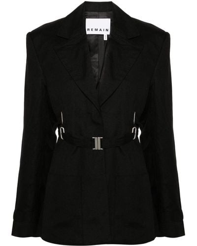 Remain Single-breasted Belted Blazer - Black