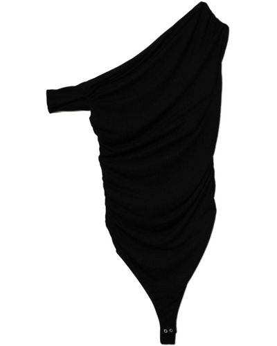 Agolde One-shoulder Ruched Bodysuit - Black